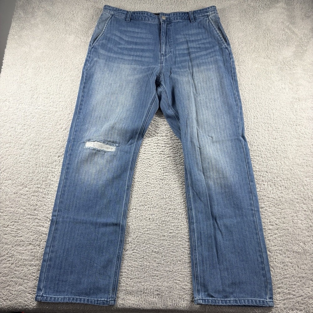 Nova Mens Straight Leg Jeans Stretch Classic Fading Factory Distress 34x30‎